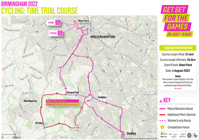 Cycling time trial course map
