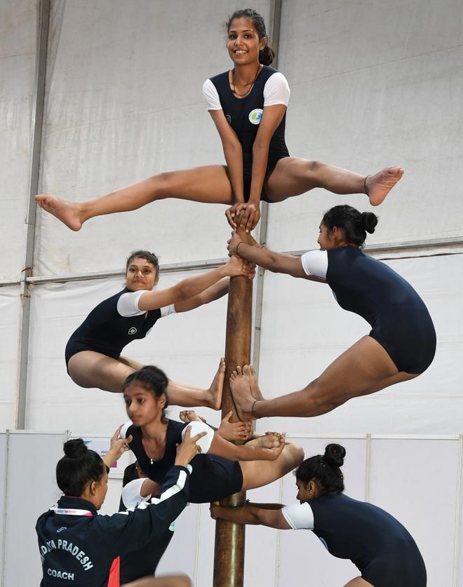 Madhya Pradesh team rehearsing for the event at the 36th National Games.