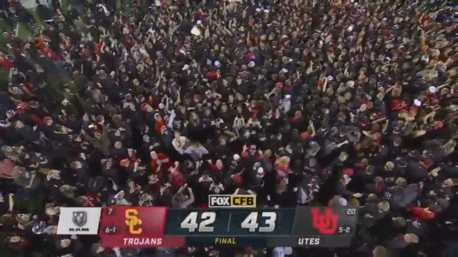 Utah fans rush field after defeating USC