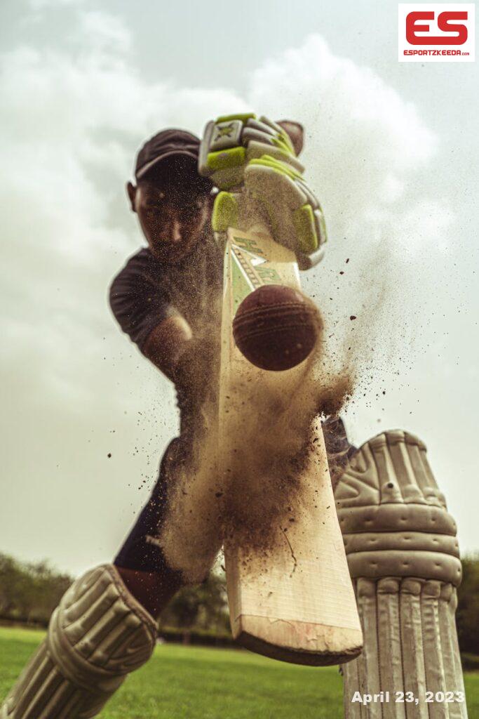 low angle shot of man playing cricket